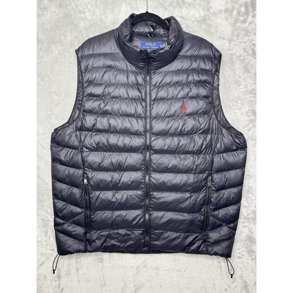 Polo Ralph Lauren Vest Mens XL Black Colden Packable Water Repellent Performance